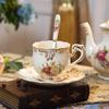 Ivory Porcelain Rose Flower Sea Cup Saucers Set 250ml Ivory Ceramics Teas Cup and Saucers with Spoon Drinking Utensils