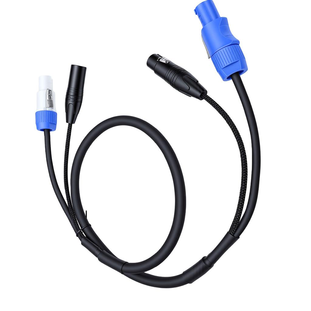 Extension Cable Fit for PowerCon Professional 23AWG AC Power 3 Pin XLR Signal Combo Cable for Stage Lighting Concerts
