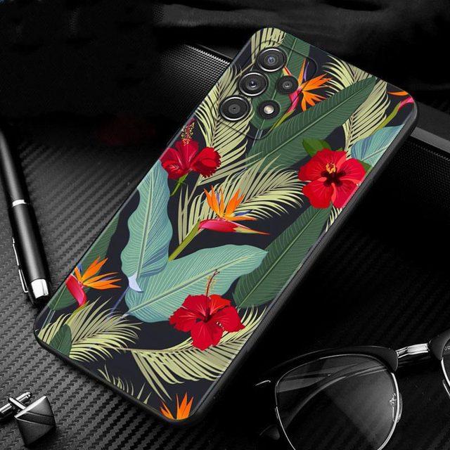 Vintage Banana Leaf Flower Case For Samsung Galaxy A51 A71 A01 A11 A21 A21s A31 A41 A72 A52 A42 A32 A22 A12 A02 A02s F42 Shell