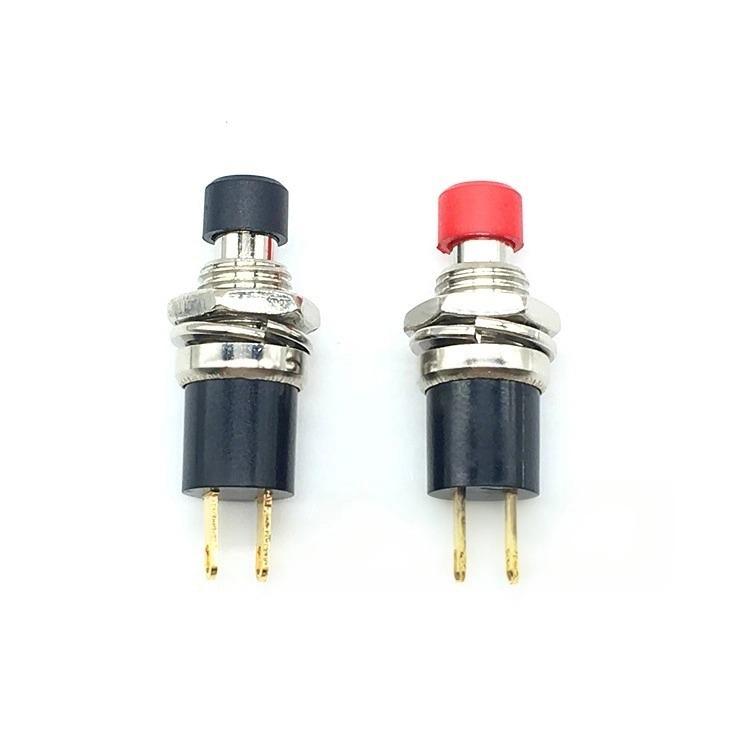Mini Self-Locking Push Button Switch PBS-110 PB05A, Gold-Plated 2-Pin, 7mm, Round Latching Power Switch