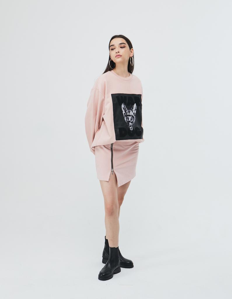 Wordog Zip-Up Mini Skirt Indian Pink