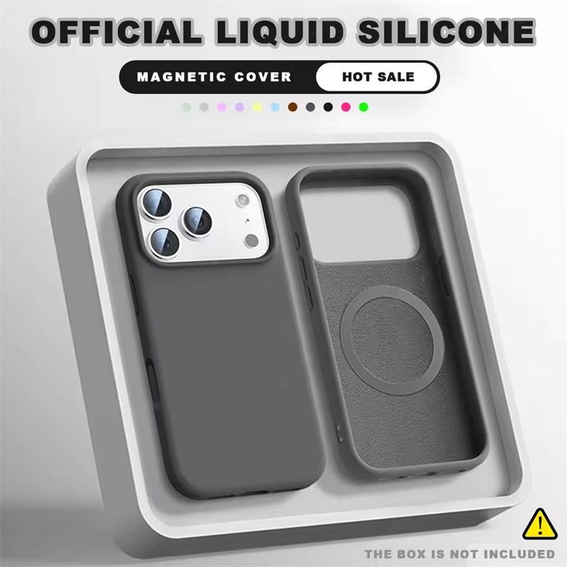 Wrist Strap Magnetic Phone Case For iPhone 16E 14 15 Plus 12 13 16 17 Pro Max Air Magsafe Liquid Silicone Lanyard Cover
