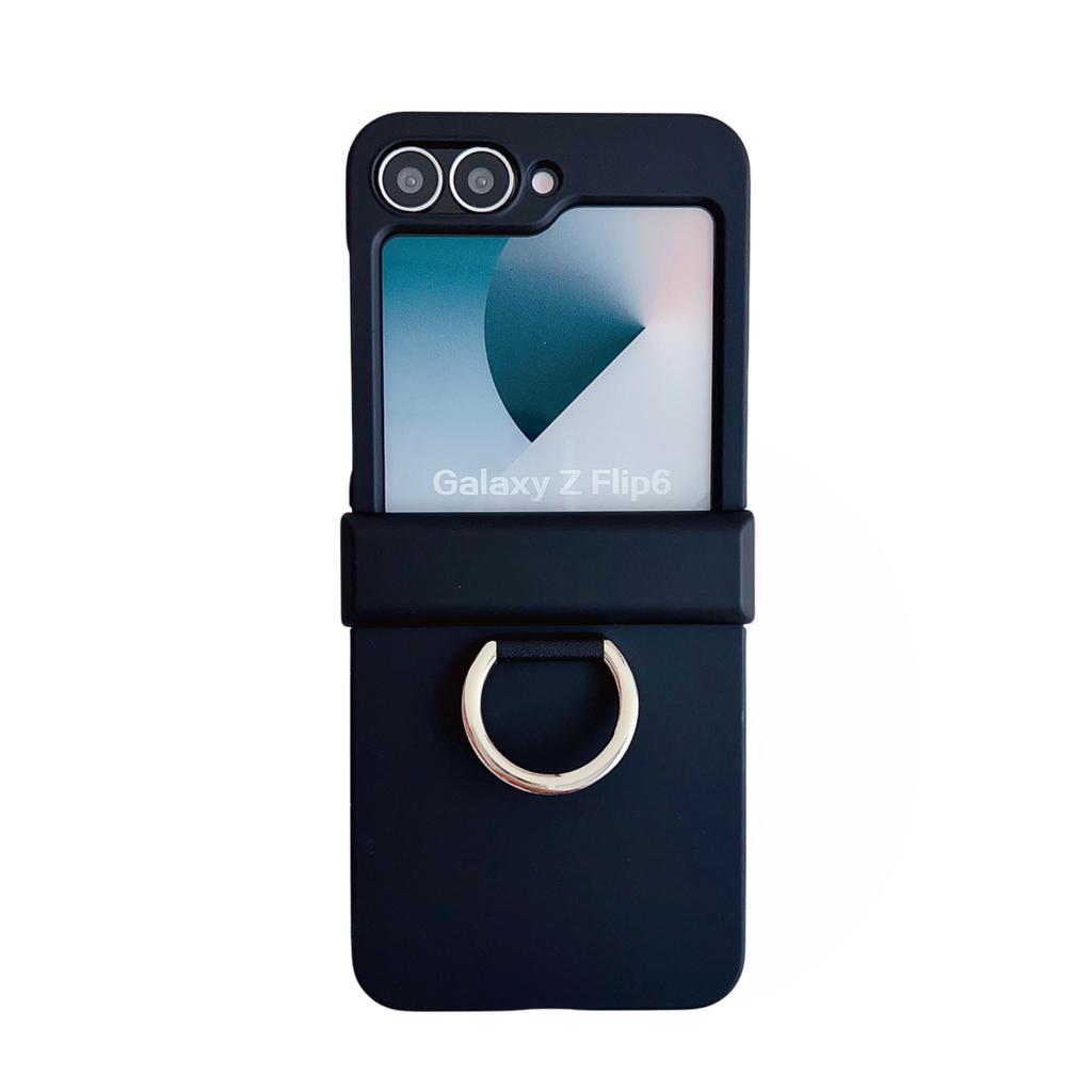 Colorful Matte With Grip Ring Case For Samsung Galaxy Z Flip 6 5 4 3 ZFlip6 ZFlip5 Finger Buckle Solid Color Shockproof Cover