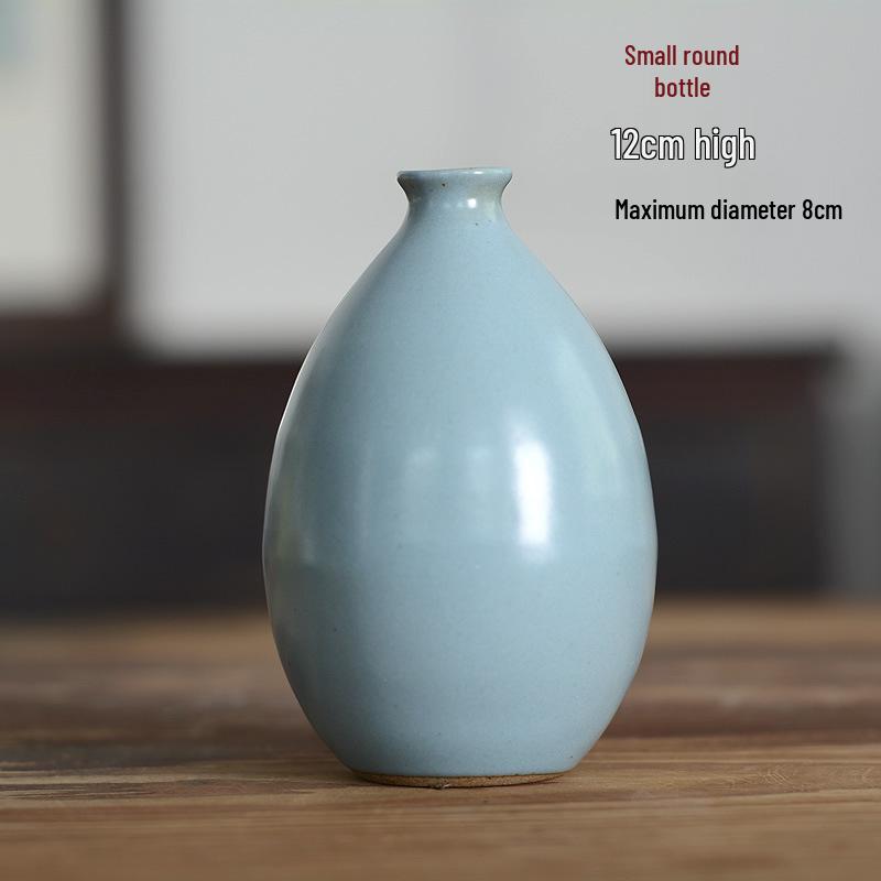 Vaso Ceramica Blu Zen - Mini Composizione Floreale, Ornamento per Soggiorno, Portafiori Secchi, Decorazione Floreale Arte Cerimonia del Tè Giapponese.