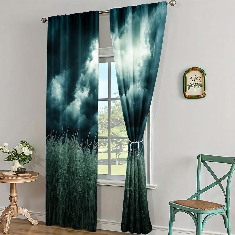 2pc, Window Curtains Dramatic Sky Polyester,Without Electricity Party Decorations Applies To Classroom, Office