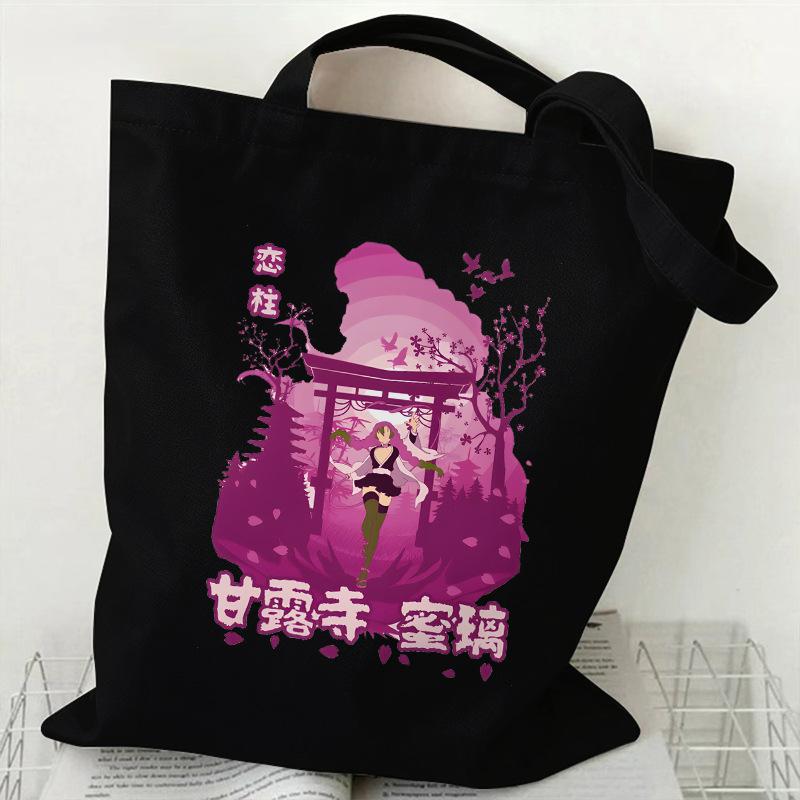 Japan Kanroji Mitsuri Demon Slayer Cartoon Printed Canvas Bag, Student Shoulder Bag/tote Bag for Class 7548