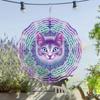 10 Zoll Hängendes Windspiel mit Lebhafter Katze und Geometrischem Design 360-Grad-Haken zur Einfachen Installation Perfekt für Alle Jahreszeiten Gartendekor