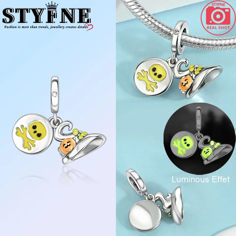 Copper Halloween Purple Luminous Charm Pendant Beads Fit Original Bracelet For Women Valentine Day Jewelry Gifts