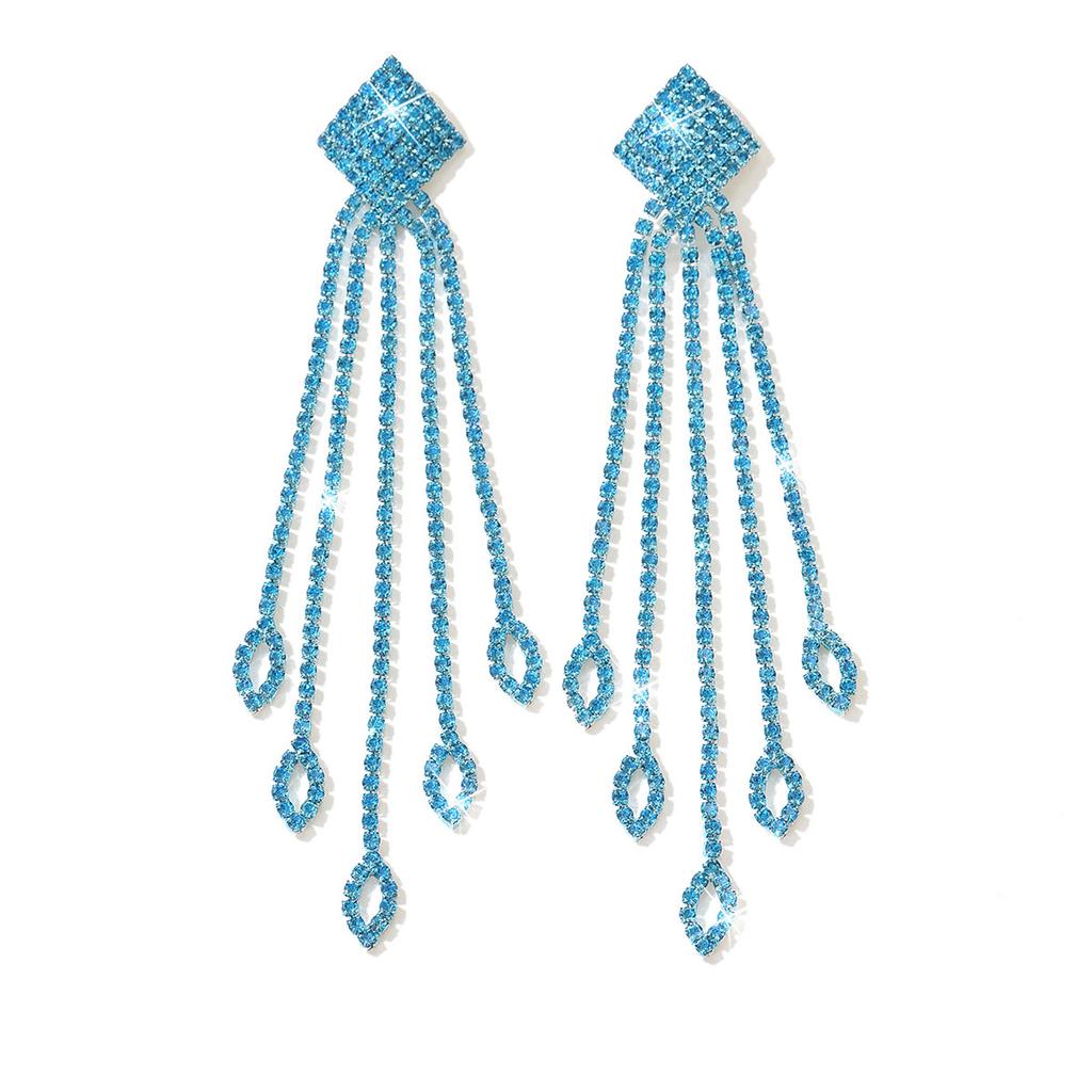Super Flash Water Drop Full Diamond Fringed Earrings Women'S Long Temperament Super Fairy Fashion Thin High-End Earrings