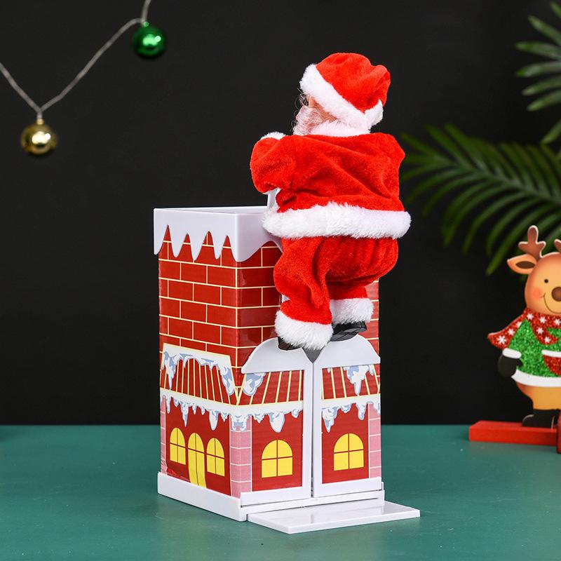 Electric Music Santa Claus Climbing Chimney Toy - Creative Christmas Gift & Ornament for Kids