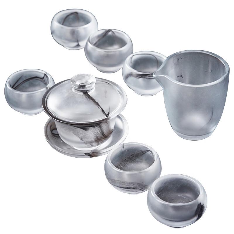 Tea Cycle Ink Glaze White Jade Kung Fu Tea Set