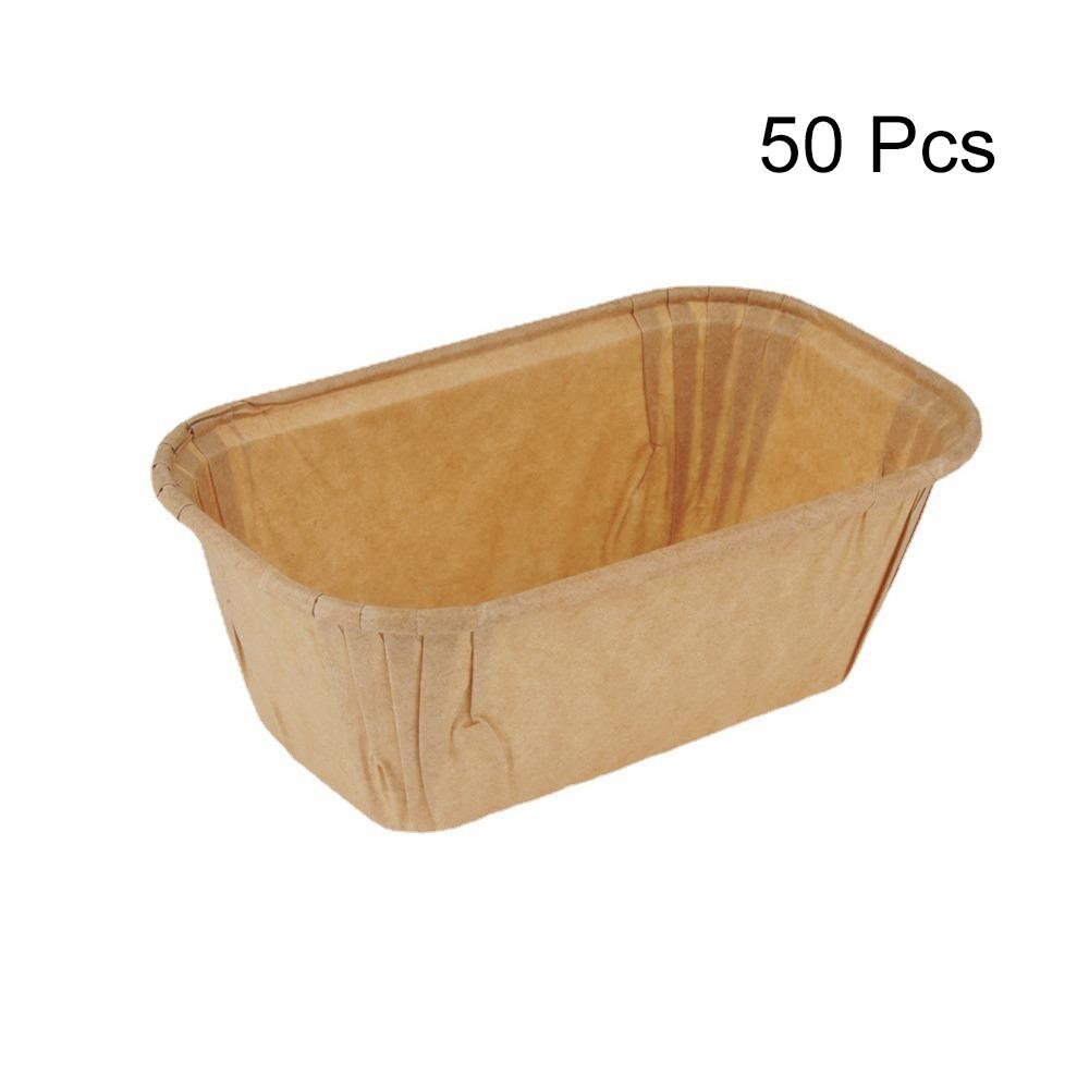 50PCS Rectangular Disposable Cupcake Mold Non-stick Cupcake Baking Mold Rice Cake коричневый