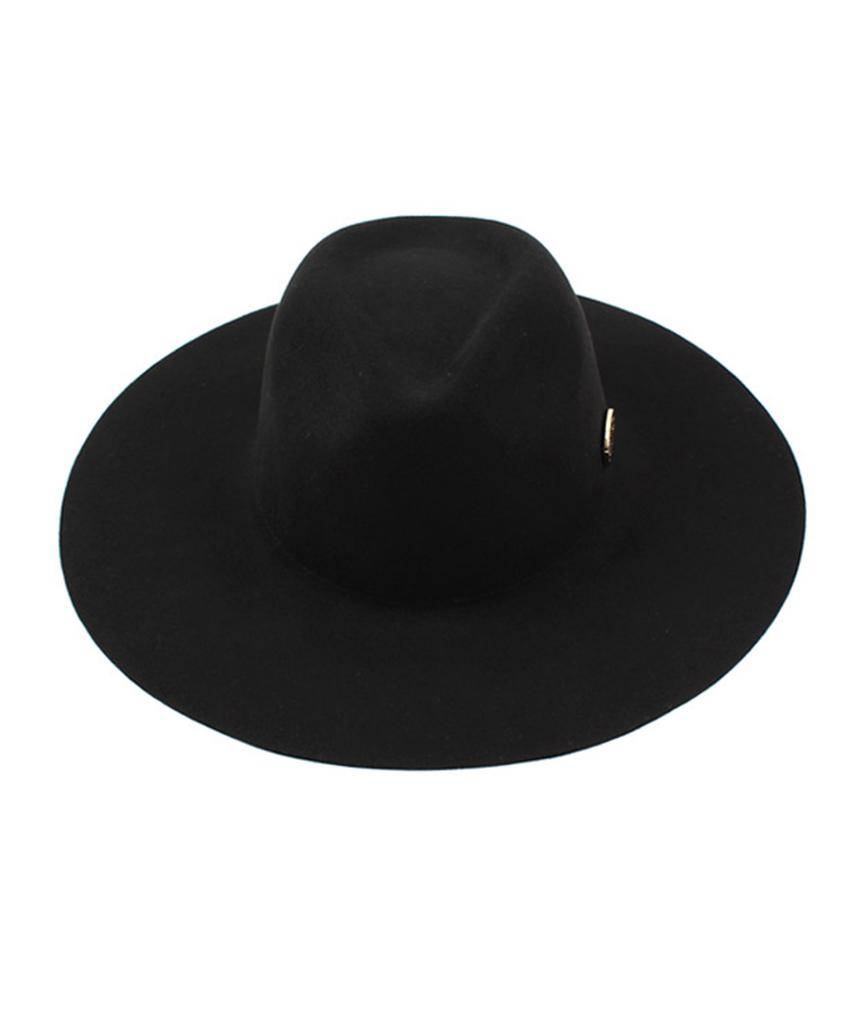 Yunibeosyeolkemiseuteuli Gold Metal Long Wool Fedora Bk Metal Long Fedora