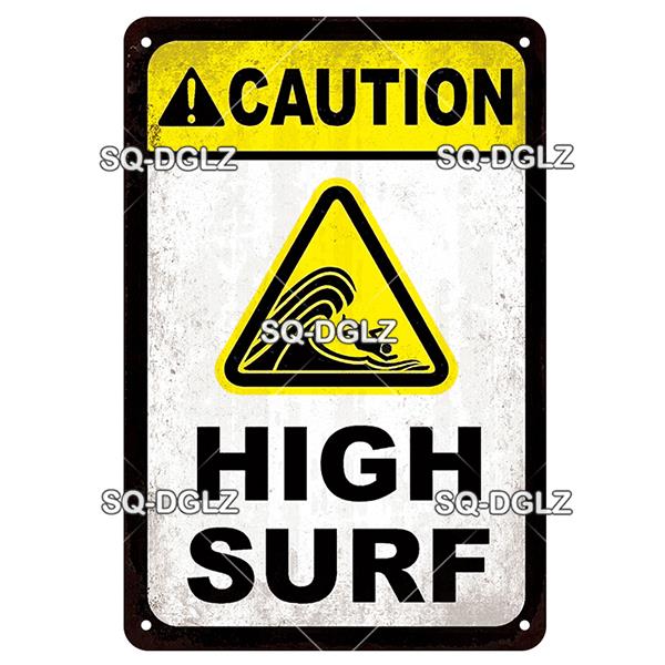 SQ-DGLZ Vintage Metallskylt Varning Haj Poolregler Tennskylt Havsbutiksskylt Hembar Väggdekor Klistermärke Dekorationsplatta Affisch