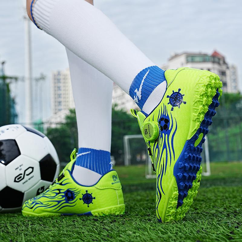 Football Boots Are Lightweight To Wear / Take Off with Rotating Buttons/ Rubber Soft Soles They Are Also Training Shoes Artificial Turf Soccer Shoes