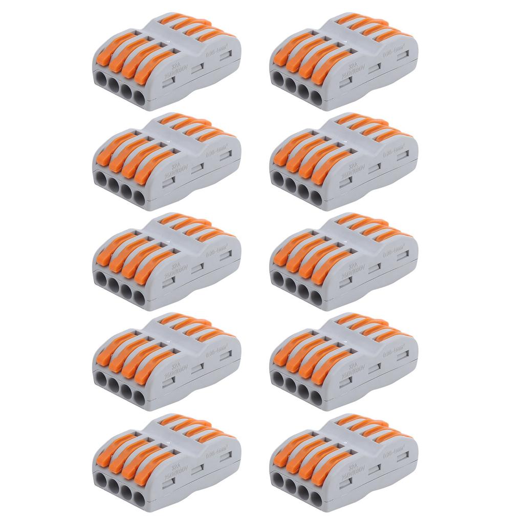 10Pcs Compact Wire Connectors Lever Nut Terminal Block SPL‑4 Quick Connect Splice Type