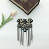 Skull Tassel Chain Epaulette Breastpin Jacket Vintage Brooch  Stage performance