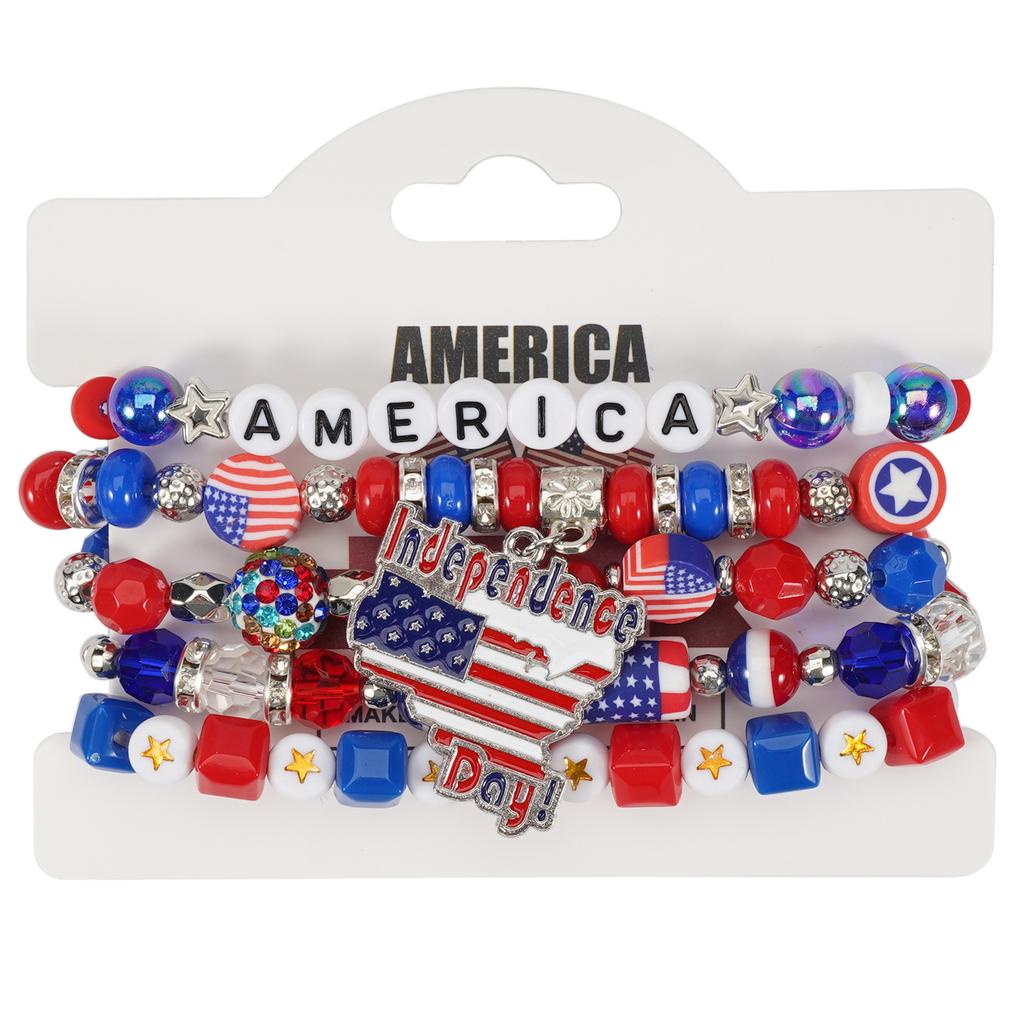 New American Flag Bracelet Red, White and Blue Beaded Bracelet American Independence Day Bracelet Wholesale