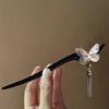 Elegant Silver Butterfly Tassel Hairpin - Modern Minimalist Design