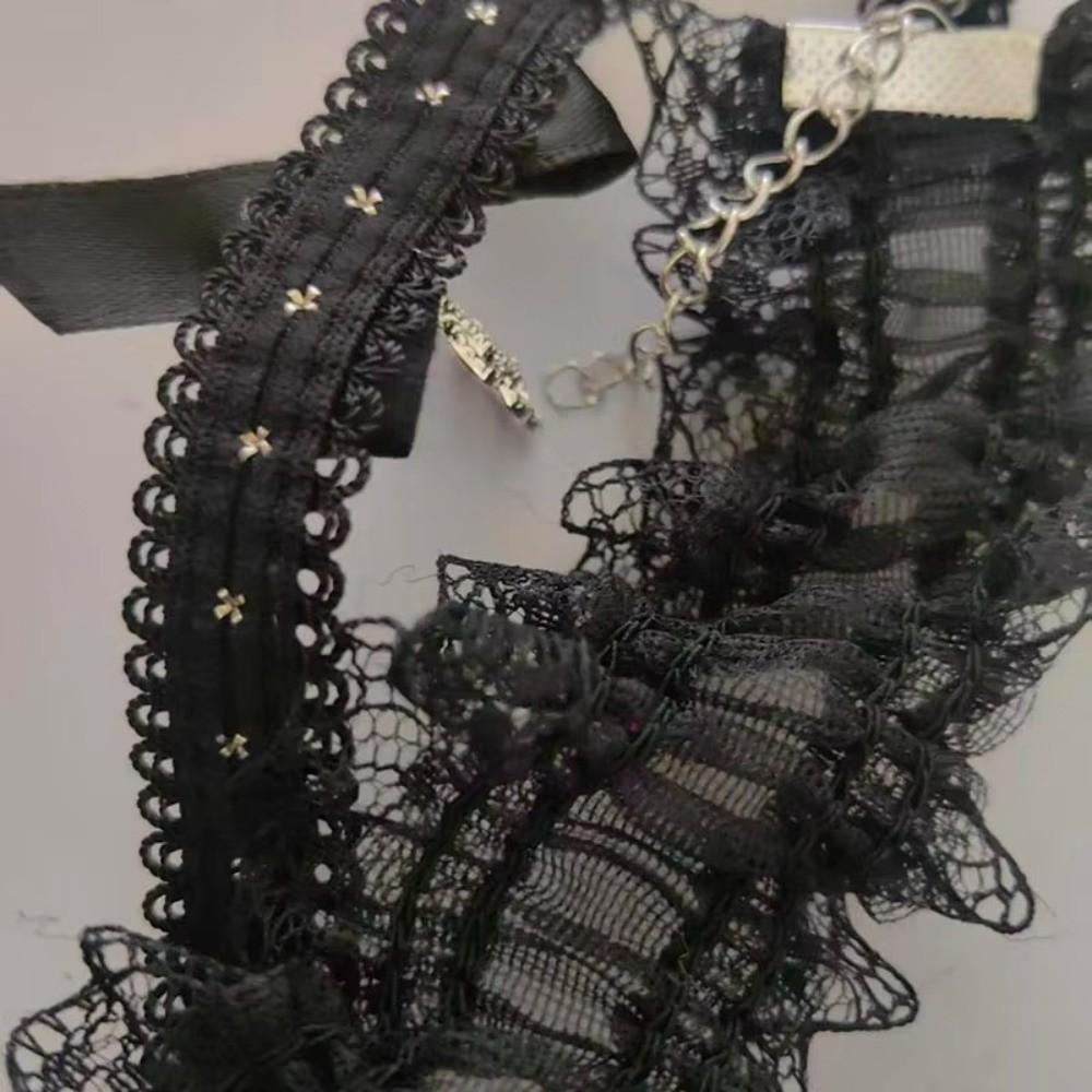 Bow Cross Heart Heart Pendant Necklace Vintage Y2K Collar Necklace Gifts Lace Necklace Daily Wear
