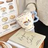 Ins Wind Puppy Mug with Lid Spoon Goblet Ceramic Water Cup Girls Cup Office Coffee Breakfast Cup Cup