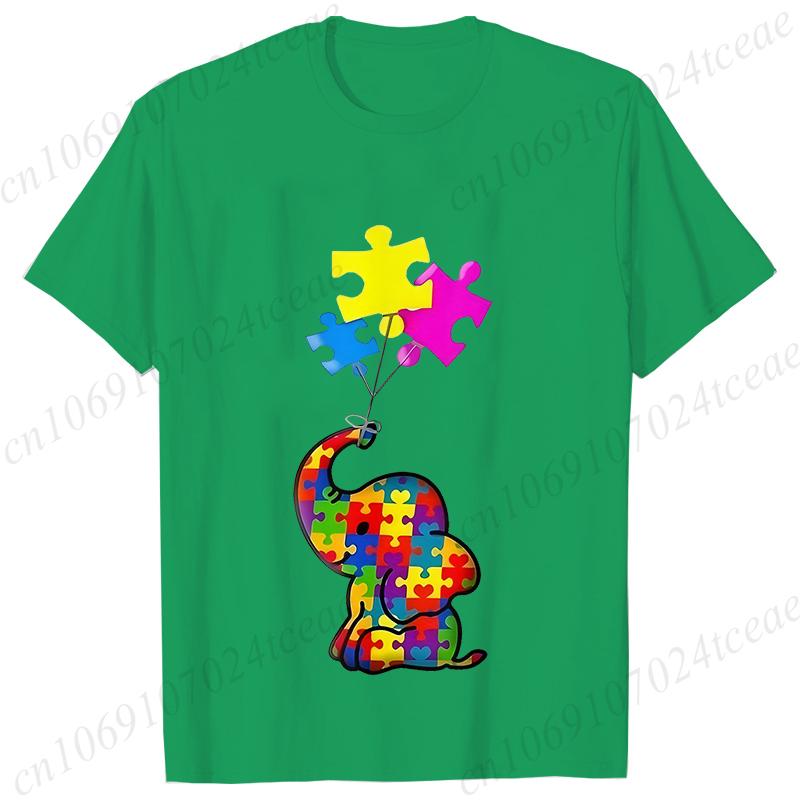 Funny Elephant Autism Awareness T-shirt for Women Acceptance Neurodiversity Summer Shirts Hip Hop Streetwear Short Sleeve Tees
