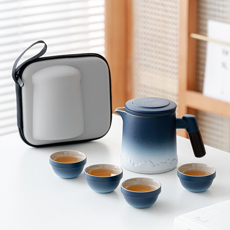 

Travel tea set gradual change thousands of miles Jiangshan outdoor travel portable kung fu tea set teacup
