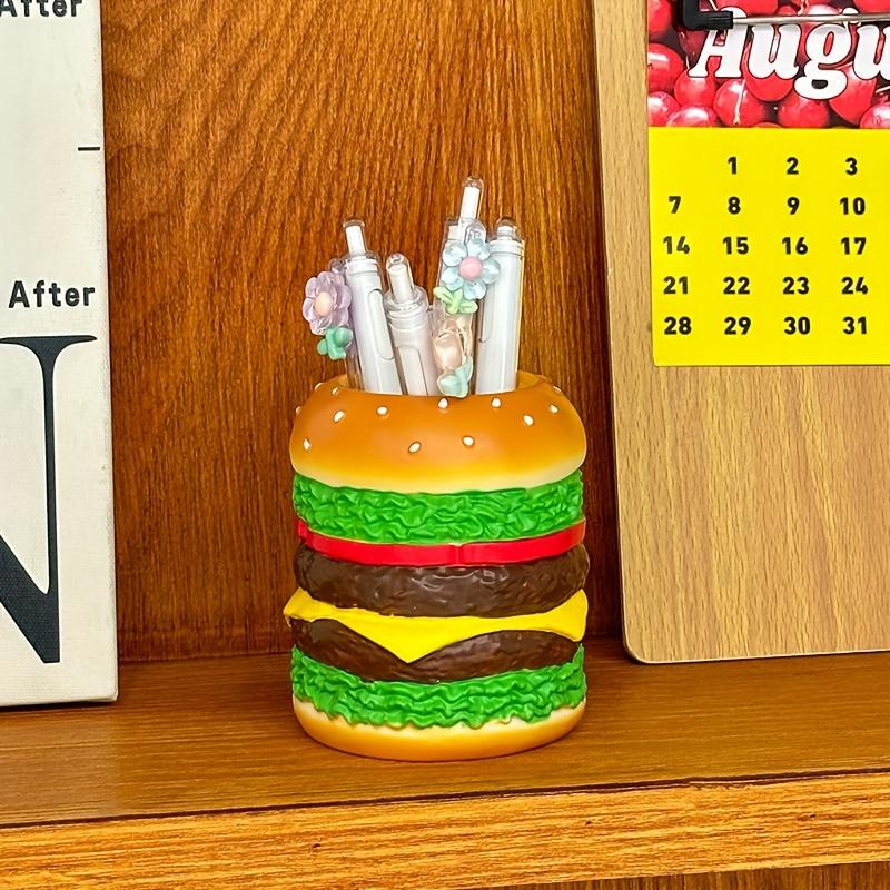 1 Pieza Soporte para Bolígrafos de Hamburguesa Ajustable - Caja de Almacenamiento Creativa para Escritorio para Material de Oficina y Pinceles de Maquillaje