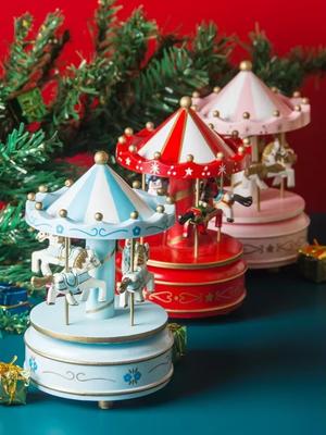 Rotating Romantic Luxury Carousel Toys Christmas Decorations Carousel Octagonal Box Music Box Girl Birthday Gifts Decoration