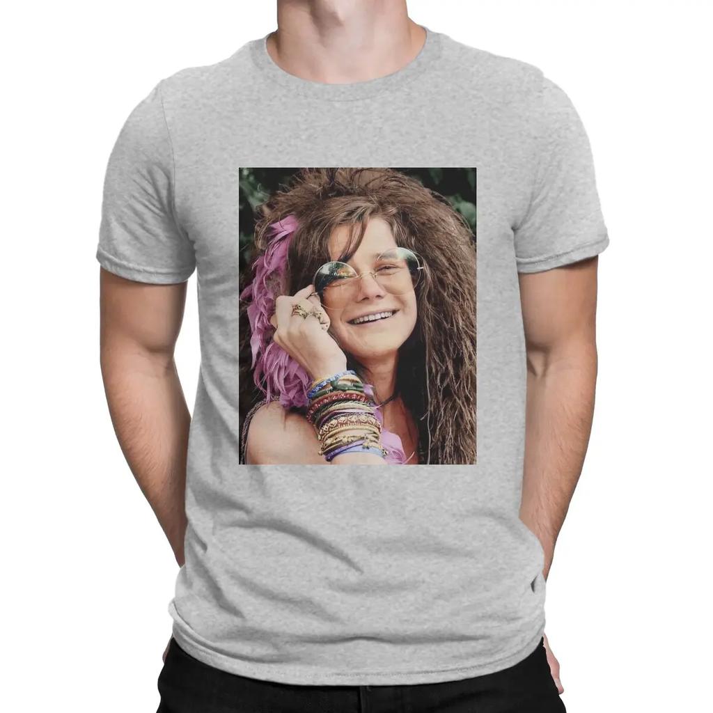 Men's American Rock Musicians Of The 1970s T Shirts Janis Joplin Pure Cotton Tops Funny Short Sleeve
