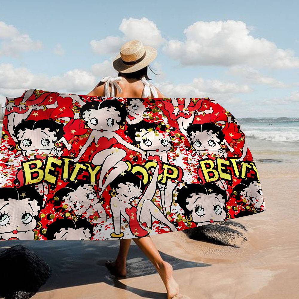 Anime B-Bettys B-Boops Microfiber Beach Towel Absorbent Quick Dry Soft Yoga Swimming Resort Mountain Climbing Towel