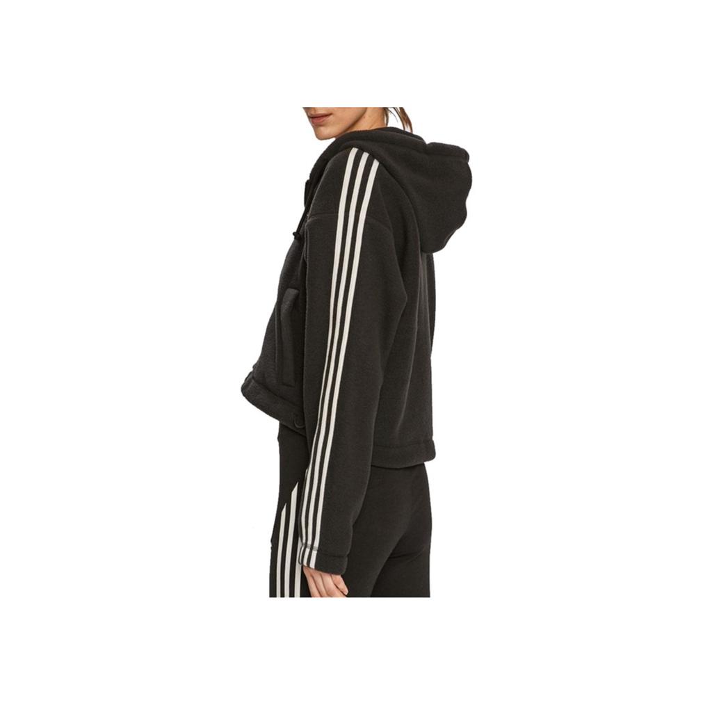 Adidas Logo Casual Hooded Striped Windbreaker Jacket Women Jacket Black GN2811