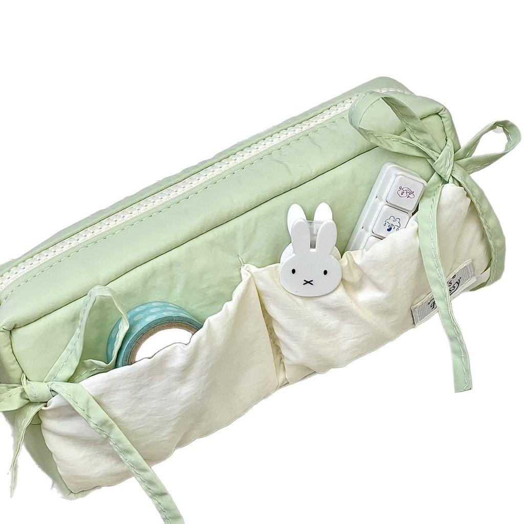 Cloud Toast Ribbon Bow Pencil Case, White-Green, Xiaohongshu Inspired