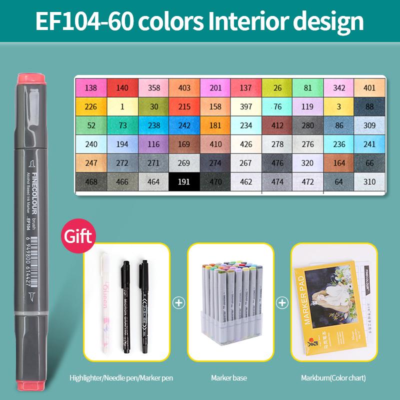 EF104 Double-Head Alcohol Marker Pens Sketch Design Marker Brush Pen Beginner Manga Graphic Drawing Art Supplies