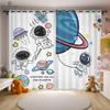 Animated Cartoon Astronaut and Space Drapes for Kids Bedroom Window Decoration Semi Blackout Curtains Home Decoration