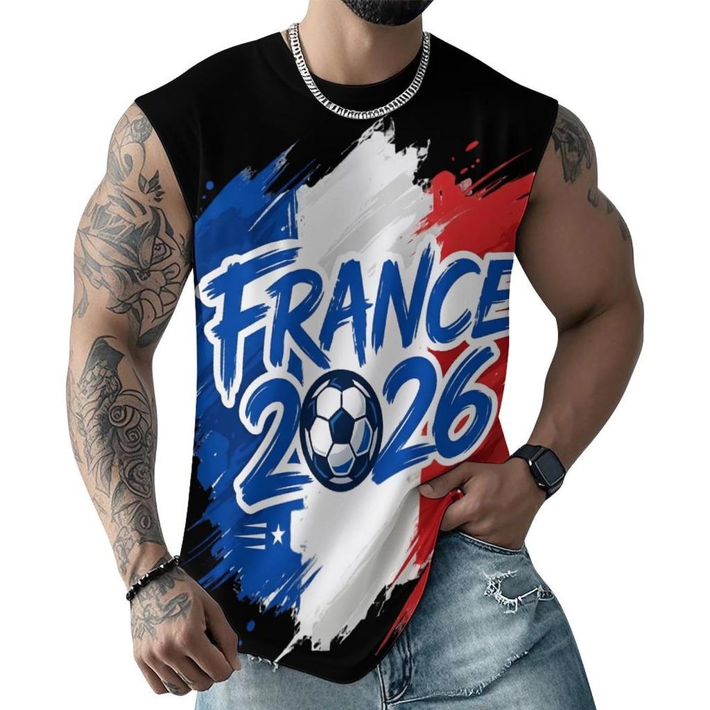 Men's Loose Fit Sleeveless Tank Top Soccer Themed Graphic Print Casual Sportswear Summer Shirt for Outdoor Activities