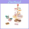 Wooden Dessert Play Set With Multilayer Cake Stand For Kids Pretend Kitchen Fun