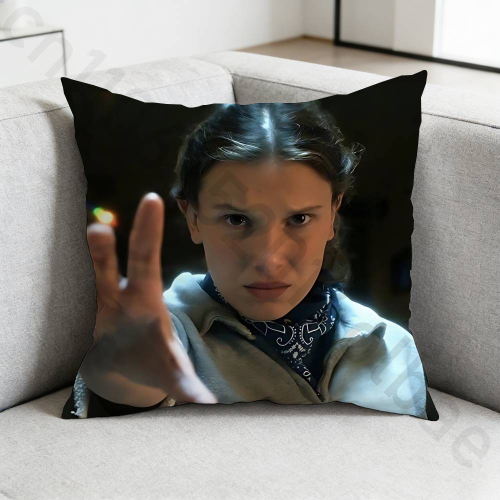 MMillie Brown Stranger Pillow Case Square DoubleSided Printing Short Plush Sofa Cushion Cover Bedroom Bedside Pillow