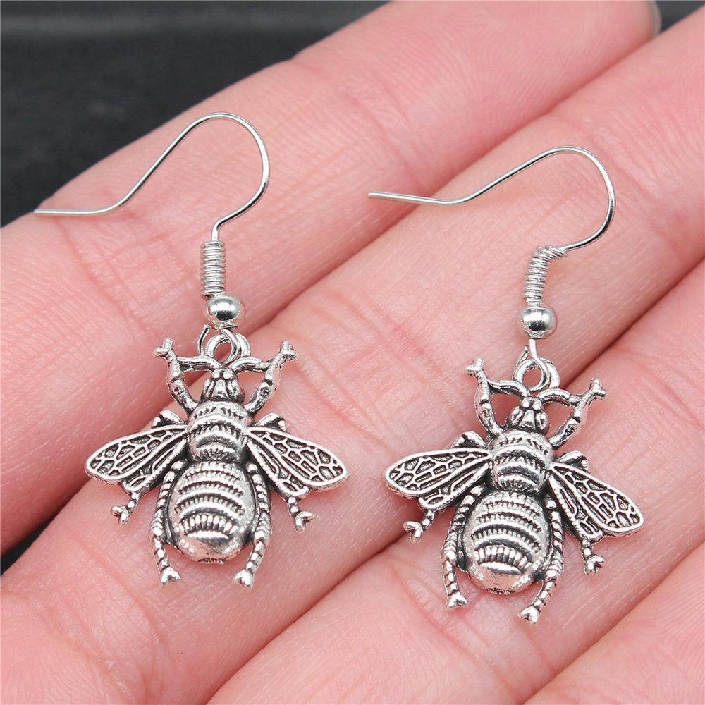 Hängeohrring Biene Wabe Minimalistische Schmuckkomponenten Ohrringgröße 18x19mm QE004