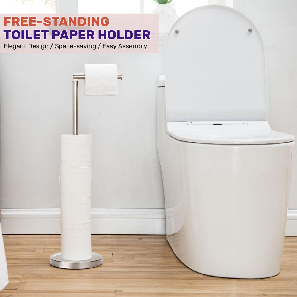 Sturdy Base Tissue Roll Holder Free Standing Tissue Storage Rack Paper Roll Floor Stand  Bedroom