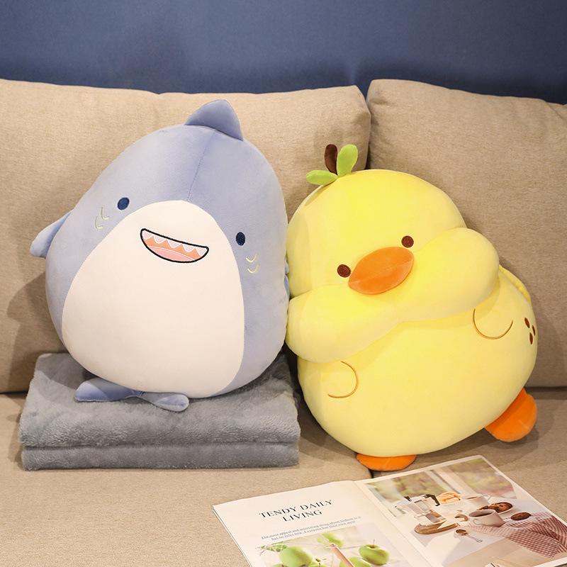 Yellow Duck Shark Plush Toy Girl Can Intervene Warm Hand Cover Soft Cute Hamster Pillow Blanket Lunch Break Air Conditioner Blanket