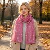Feiertags-Accessoire Glitzernd Funkelnd Folien-Schneeflocken-Print Schal für Damen, Weihnachten Atmungsaktiv Kaltwetter-Thema Schal Wickel, Herbst Winter