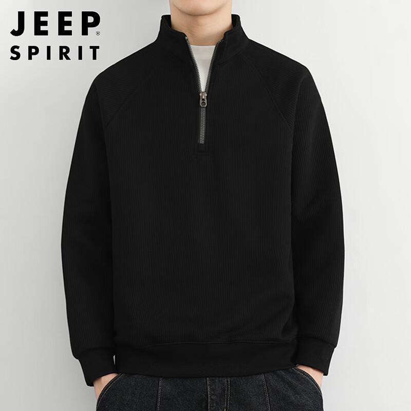 

JEEP SPIRIT Men s Half-Zip Stand Collar Knit Sweatshirt L