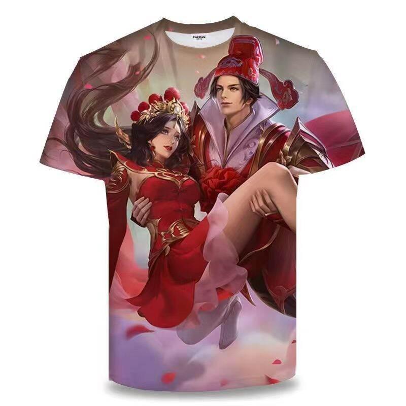 New short sleeved T-shirt with King of Glory print, youthful and fashionable round neck