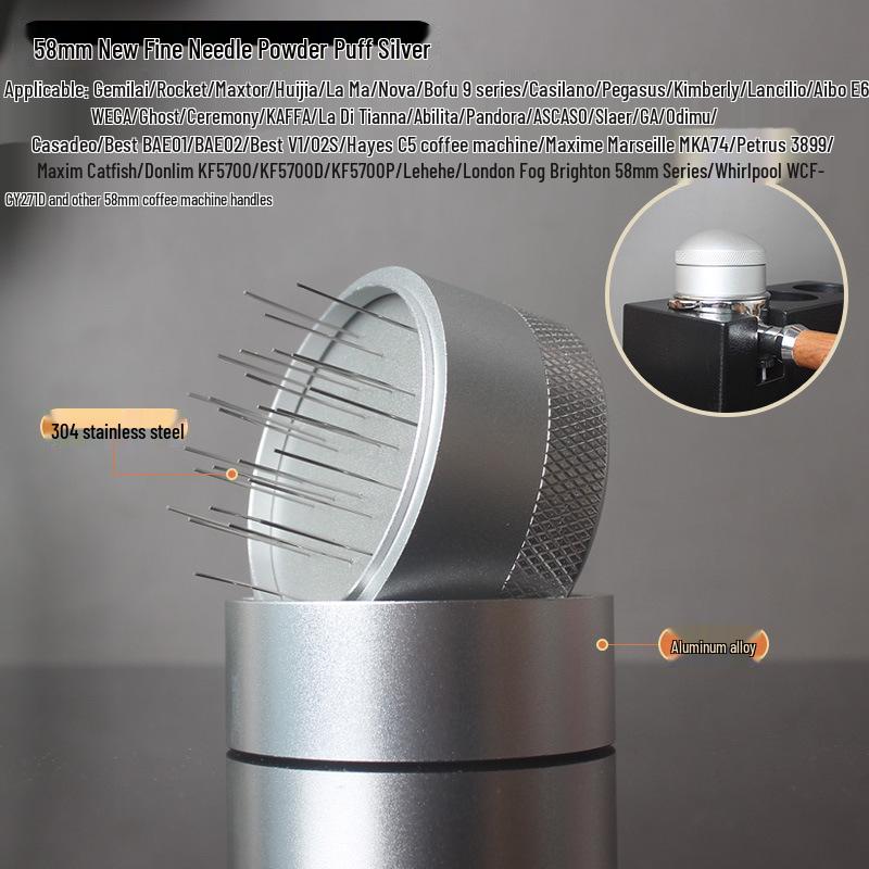 Rotating Needle Coffee Distributor: Evenly Breaks Up Grounds Clumps for Espresso Machine Portafilter Handle 51/58mm
