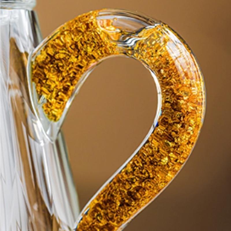 Crystal Glass Teapot Household High-grade Gold Foil Transparent Teapot Office Kung Fu Tea Set Living Room Table Decoration