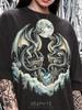 Vintage Moon Dragon 90S Graphic Comfort Colors® Tshirt, Fantasy Retro Dragon Faded Tees, Magic Y2K Streetwear 2000S Gift,