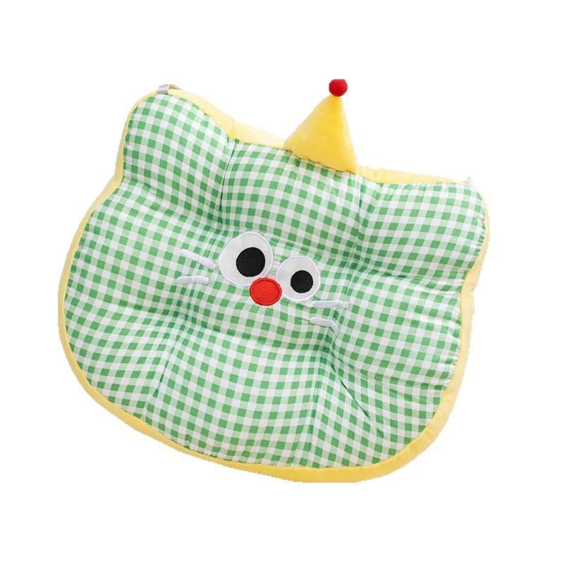 Hat Cat Birthday Lattice Pattern Plush Toy Cushion Cartoon Bedroom Decoration