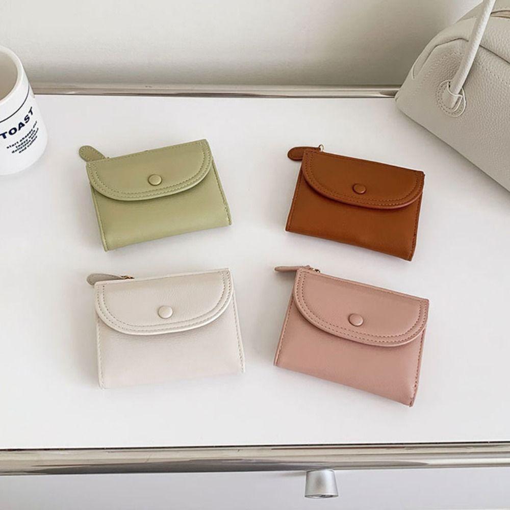 Short Clutch Short Wallet Purse Card Bag Fashion Design Solid Color Card Holder  Card Storage Bag