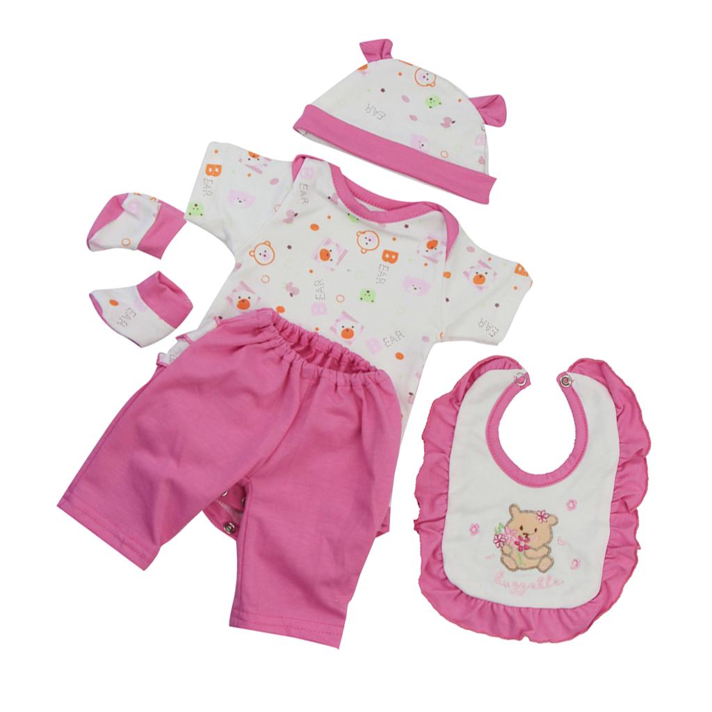 Lovely Clothes Romper Pants and Bib Set for 20-22/'/' Newborn Baby Dolls Accs